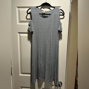 Como Vintage Womens Blue and White Striped Beach Dress, Size XL